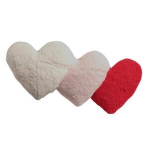 Cupcakes & Cashmere Heart Shaped Pillow Set Of 3 - White, Pink & Red NWT